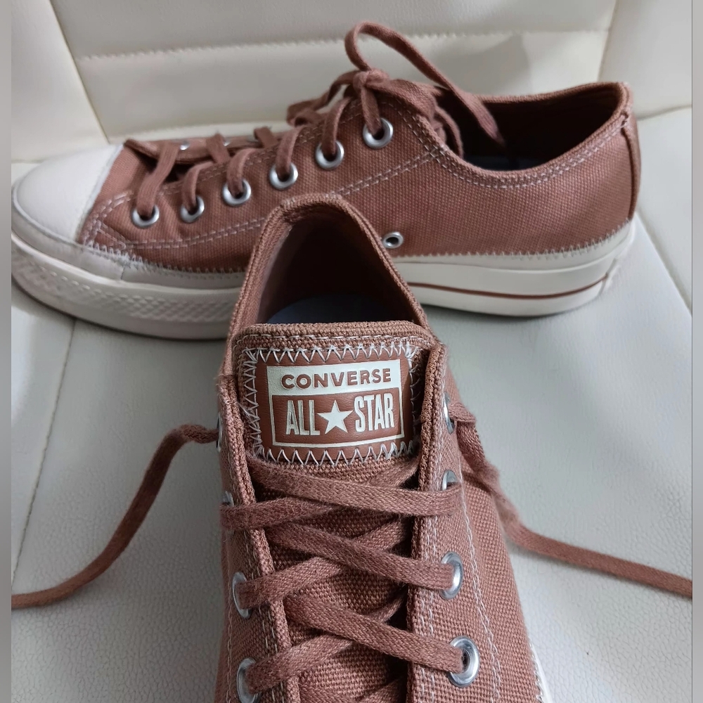 Converse Women's Low Top Canvas Sneakers in Dusty Pink - Picture 7 of 9